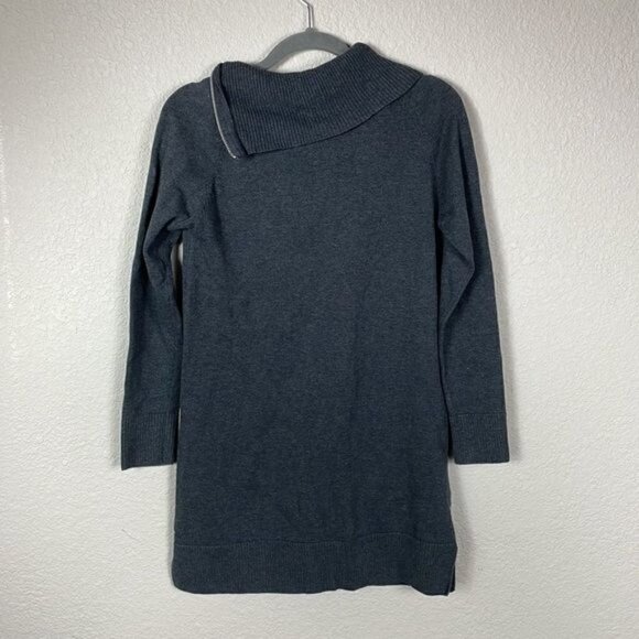 Jeanne Pierre Zip Cowl Neck Tunic Sweater Gray Front Pockets Sz S - Picture 5 of 11